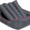 Hobbydog Haustierbett Hundeliegen Kissen Liegen Hundebett Rastplatz Hundekissen Bett Sofa Tierbett Hundesofa Matratze, XXL - 110 X 90 Cm Grau Mit Rotem Rand