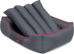 Hobbydog Haustierbett Hundeliegen Kissen Liegen Hundebett Rastplatz Hundekissen Bett Sofa Tierbett Hundesofa Matratze, XXL - 110 X 90 Cm Grau Mit Rotem Rand