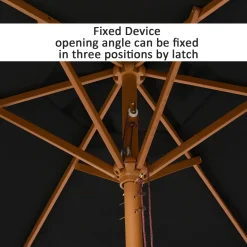 Outsunny Sonnenschirm, Gartenschirm, 3-stufig, Sonnenschutz, Bambus 180/㎡ Polyester, Schwarz, Ø2,5 X 2,3 M -Garten- & Gewächshäuser Geschäft 56ff25340371ff3af8aa5228bf0eb213