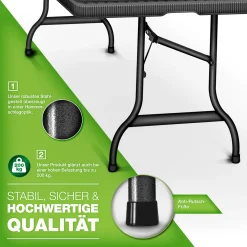 Tillvex Gartentisch Klappbar Rattan Optik 180x75cm | Buffettisch Mit Tragegriff | Klapptisch Für Garten Terrasse Und Balkon | Campingtisch 6 Personen 9 Tillvex Gartentisch Klappbar Rattan Optik 180x75cm | Buffettisch Mit Tragegriff | Klapptisch Für Garten Terrasse Und Balkon | Campingtisch 6 Personen -Garten- & Gewächshäuser Geschäft 5717876ffa4881de1a77a643fe823e2c