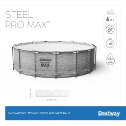 Bestway® Steel Pro MAX™ Aufstellpool Komplett-Set Mit Filterpumpe Ø 549 X 122 Cm, Steinwand-Optik (Cremegrau), Rund -Garten- & Gewächshäuser Geschäft 574a8c7c014023aa216c86a25ebb30cf