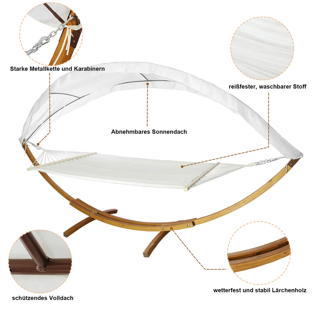 EINFEBEN Hängematte Wetterfestem Hängematten Stabhängematte Outdoor Holz Mit Gestell XXL Garten Hängemattengestell 2 Personen 410cm Gartenliege Liege 7 EINFEBEN Hängematte Wetterfestem Hängematten Stabhängematte Outdoor Holz Mit Gestell XXL Garten Hängemattengestell 2 Personen 410cm Gartenliege Liege – Bild 7