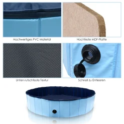 Wolketon 160 X 30cm Faltbarer Hundepool, Verschleissfest Schwimmbad Mit Haustier Badebuerste, Rutschfest Swimmingpool Fuer Grosse & Kleine Hunde Kinder -Garten- & Gewächshäuser Geschäft 579d518bcdbbdebcfa5f919806b44e3a