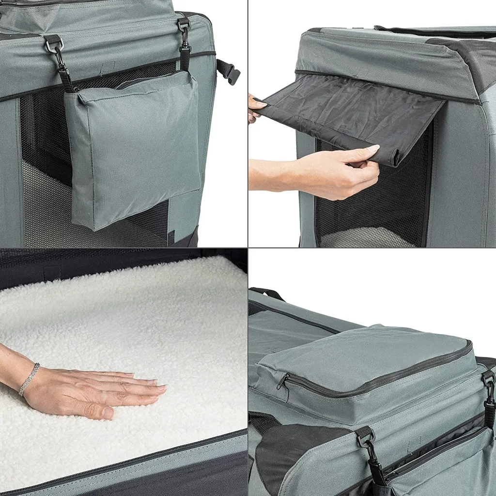 ONVAYA® Faltbare Transportbox Für Hunde & Katzen | XL | Faltbare Hundebox Oder Katzenbox Für Auto & Zuhause | Farbe Grau Schwarz 5 ONVAYA® Faltbare Transportbox Für Hunde & Katzen | XL | Faltbare Hundebox Oder Katzenbox Für Auto & Zuhause | Farbe Grau Schwarz – Bild 5