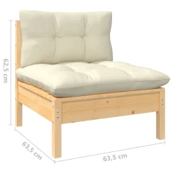 VidaXL 3-tlg. Garten-Lounge-Set Mit Creme Kissen Massivholz Kiefer -Garten- & Gewächshäuser Geschäft 57a294e4781f25861d4e44c8e5551ba0