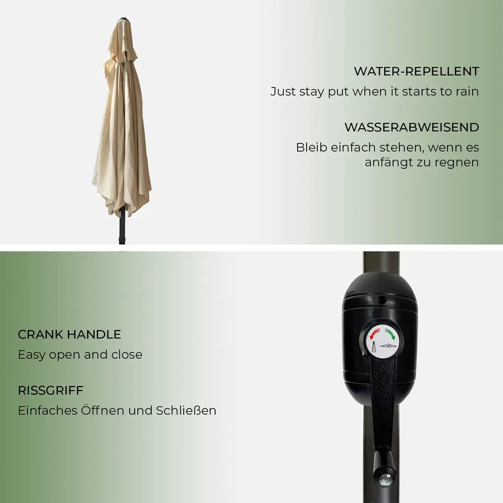 MIADOMODO® Sonnenschirm - 300 Cm, Mit Kurbel, Höhenverstellbar, UV-Schutz, Farbwahl - Gartenschirm, Terrassenschirm, Balkonschirm 4 MIADOMODO® Sonnenschirm - 300 Cm, Mit Kurbel, Höhenverstellbar, UV-Schutz, Farbwahl - Gartenschirm, Terrassenschirm, Balkonschirm – Bild 4