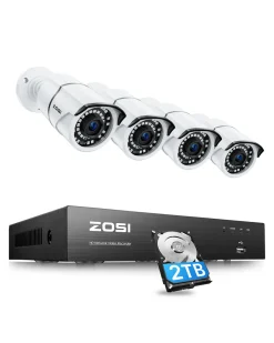 ZOSI 5MP PoE Außen Überwachungskamera Set 8CH 5MP 1TB HDD NVR Plus 4X 5MP Videoüberwachung IP PoE Kamera Set 36M IR Nachtsicht