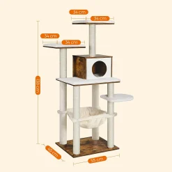 FEANDREA Kratzbaum, 500 G/m² Plüsch, 138 Cm, Leicht Reinigen, Stabilität, Katzenbaum, Katzenmöbel, Modern, Vintagebraun PCT164X01 -Garten- & Gewächshäuser Geschäft 57e82dfdfc0fd6acc718dd850f97504f