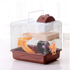 Mmgoqqt Holzkäfig Für Hamster Für Mäuse Und Kleine Nagetiere, Multi-Level-Struktur, Zubehör Inklusive,Bräunen