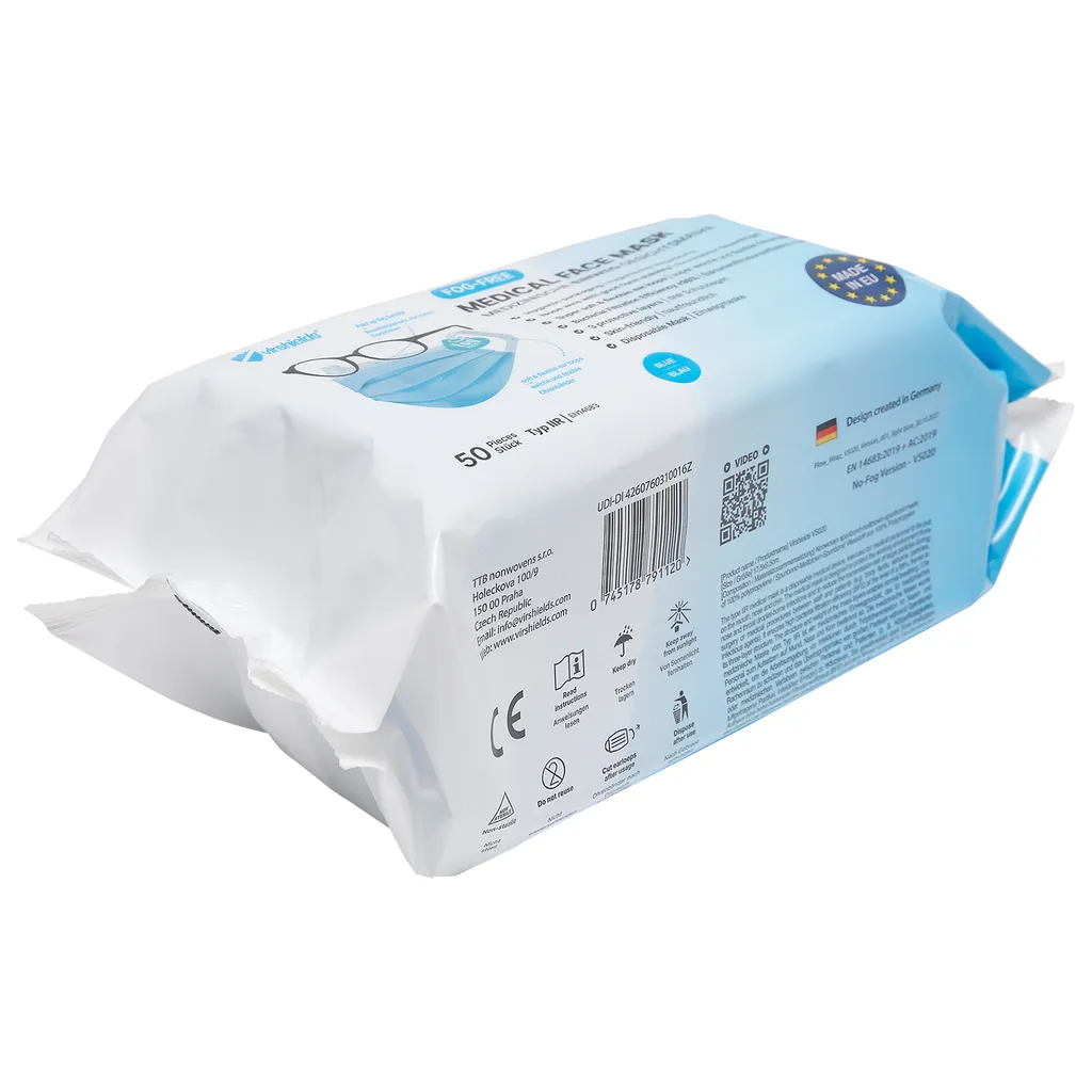 Virshields® Medizinischer Mundschutz - Typ IIR, BFE ≥ 98%, DIN EN 14683, EU, 200 Stück, 3-lagig, Antibeschlag, Blau - OP Masken, Mund Und Nasenschutz, Einweg Gesichtsmaske, Einwegmasken 7 Virshields® Medizinischer Mundschutz - Typ IIR, BFE ≥ 98%, DIN EN 14683, EU, 200 Stück, 3-lagig, Antibeschlag, Blau - OP Masken, Mund Und Nasenschutz, Einweg Gesichtsmaske, Einwegmasken – Bild 7