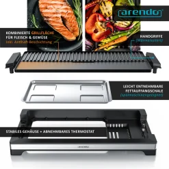 Arendo Tischgrill Elektrisch – XXL Elektrogrill Party Grill - Abnehmbare Platte - Fettauffangschale – Für BBQ, Steaks, Würstchen, Fisch, Gemüse Etc. – Indoor Und Outdoor - BPA-frei -Garten- & Gewächshäuser Geschäft 580a0daac9ca0fa308272a2d36a6e227