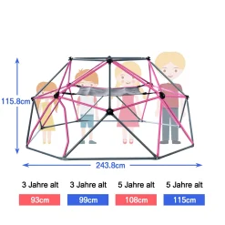 Merax 8FT Klettergerüst Ø 244cm Kletterkuppel Kinder Kletterleiter, Klettergerüst Mit Hängematte, 375 Kg Belastbar, Rosa-Schwarz -Garten- & Gewächshäuser Geschäft 5840e2a21546b7a677d6f6ed89746a9c