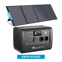 BLUETTI Tragbarer Stromerzeuger EB70 Mit PV200 200W Solar Panel, 716Wh LiFePO4 Batterie-Backup Solarspeicher Mit 100W Typ-C, Solargenerator Für Autoreisen, Netzunabhängig, Stromausfälle