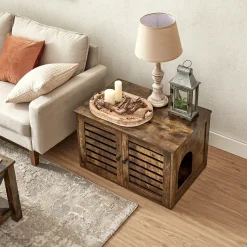 FEANDREA Katzentoilette, Katzenhaus, Stark Und Langlebig, Lamellentür, Mit Türen, Vintagebraun PCL003X01 -Garten- & Gewächshäuser Geschäft 586ac759df0ffc4732b8ba075d1ab3ac