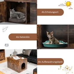 COSTWAY Katzentoilette, Katzenhaus Mit Seitlichem Eingangsloch, öffnenden Türen Und Abnehmbarer Zwischenwand, Katzenschrank Für Flur Und Schlafzimmer, Kaffee -Garten- & Gewächshäuser Geschäft 58b3b70ae00e1918ca29af063334b4e5