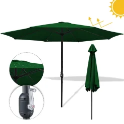 EINFEBEN 3.5m Sonnenschirm Marktschirm Mit Handkurbel UV40+ Outdoor-Schirm Terrassen Gartenschirm,Gruen