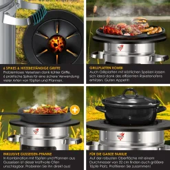 KESSER® Raketenofen Inkl. Grillpfanne Aus Gusseisen Mit Tragetasche Dutch Oven BBQ Rakete Holzofen Camping Campingkocher Campinggrill, Edelstahl, Farbe:Silber 13 KESSER® Raketenofen Inkl. Grillpfanne Aus Gusseisen Mit Tragetasche Dutch Oven BBQ Rakete Holzofen Camping Campingkocher Campinggrill, Edelstahl, Farbe:Silber -Garten- & Gewächshäuser Geschäft 593362107d54f95cb2fbd92648454104