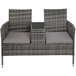 Tectake Rattan Gartensitzbank Mit Tisch - Grau/hellgrau -Garten- & Gewächshäuser Geschäft 59532f31982339a1a11bbaa5d3c3d53c
