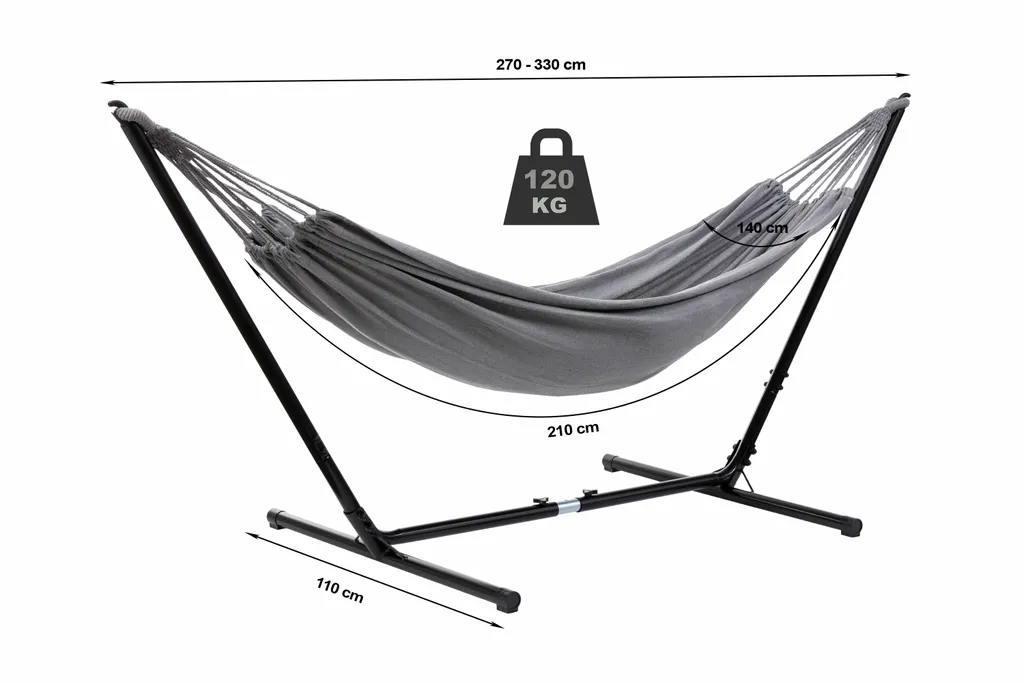 Grasekamp Hängemattenset Relax Bis Auf 330 Cm Verstellbar Mit XL Hängematte Grau 210 X 140 Cm 2 Grasekamp Hängemattenset Relax Bis Auf 330 Cm Verstellbar Mit XL Hängematte Grau 210 X 140 Cm – Bild 2