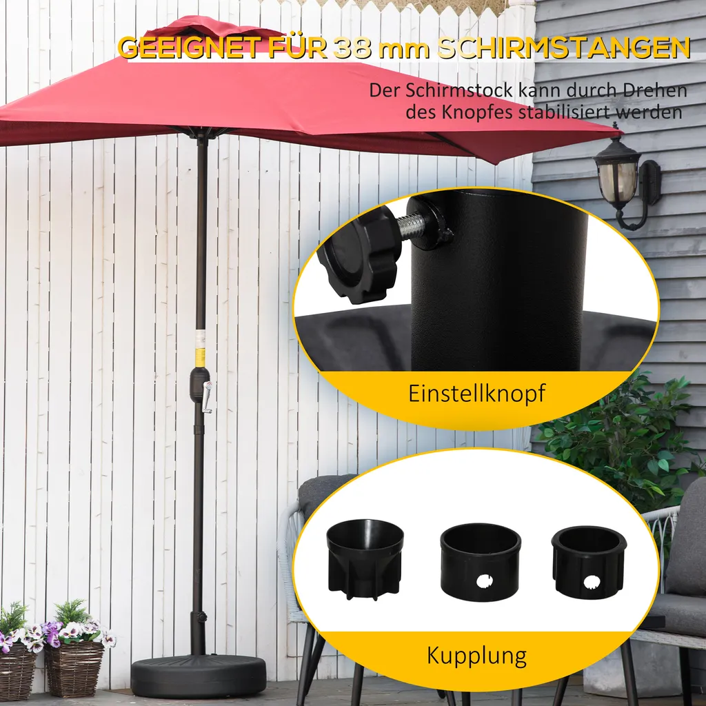 Outsunny Sonnenschirmständer 22 Kg Schirmständer Für Sonnenschirm Schirmstangen 38 Mm Sonnenschirmfuß Für Garten Terrasse Balkon Zement Schwarz Ø51 X 30H Cm 6 Outsunny Sonnenschirmständer 22 Kg Schirmständer Für Sonnenschirm Schirmstangen 38 Mm Sonnenschirmfuß Für Garten Terrasse Balkon Zement Schwarz Ø51 X 30H Cm – Bild 6