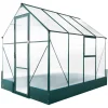 Outsunny Gewächshaus Für Den Garten, Vielseitig Nutzbar Als Treibhaus, Tomatenhaus, Frühbeet Und Pflanzenhaus, 4 Mm PC Sonnenschutzplatte, Aluminium, Transparent+Grün, 250x190x219 Cm