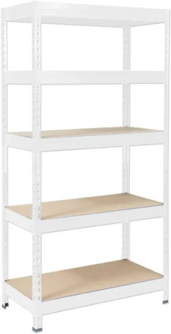 Floordirekt Schwerlastregal Steckregal Grizzly Riesenauswahl Weiß Höhe: 220 Cm Breite: 90 Cm Tiefe: 60 Cm