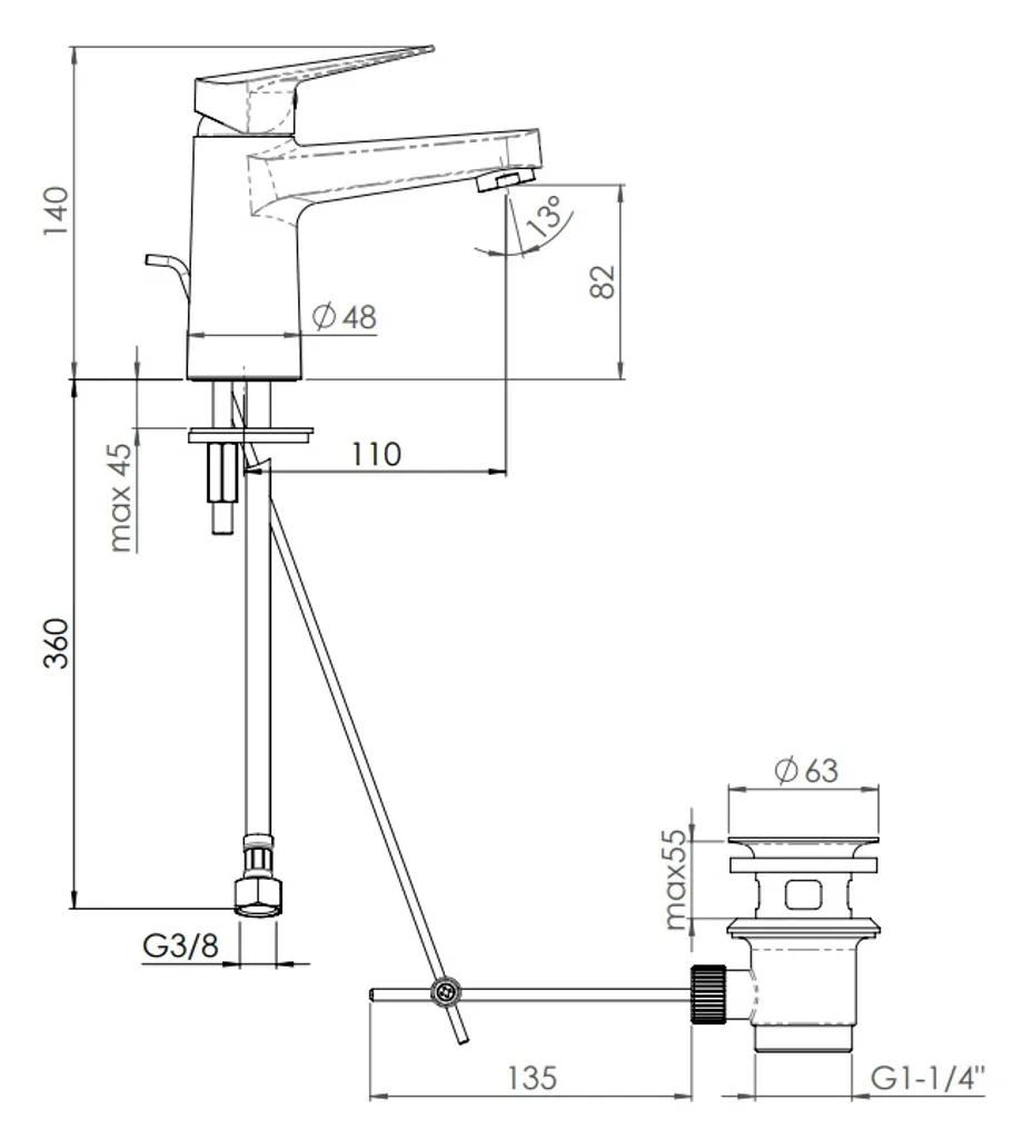 VIGOUR One Waschtischbatterie Mit Ablaufgarnitur, Verchromt 2 VIGOUR One Waschtischbatterie Mit Ablaufgarnitur, Verchromt – Bild 2