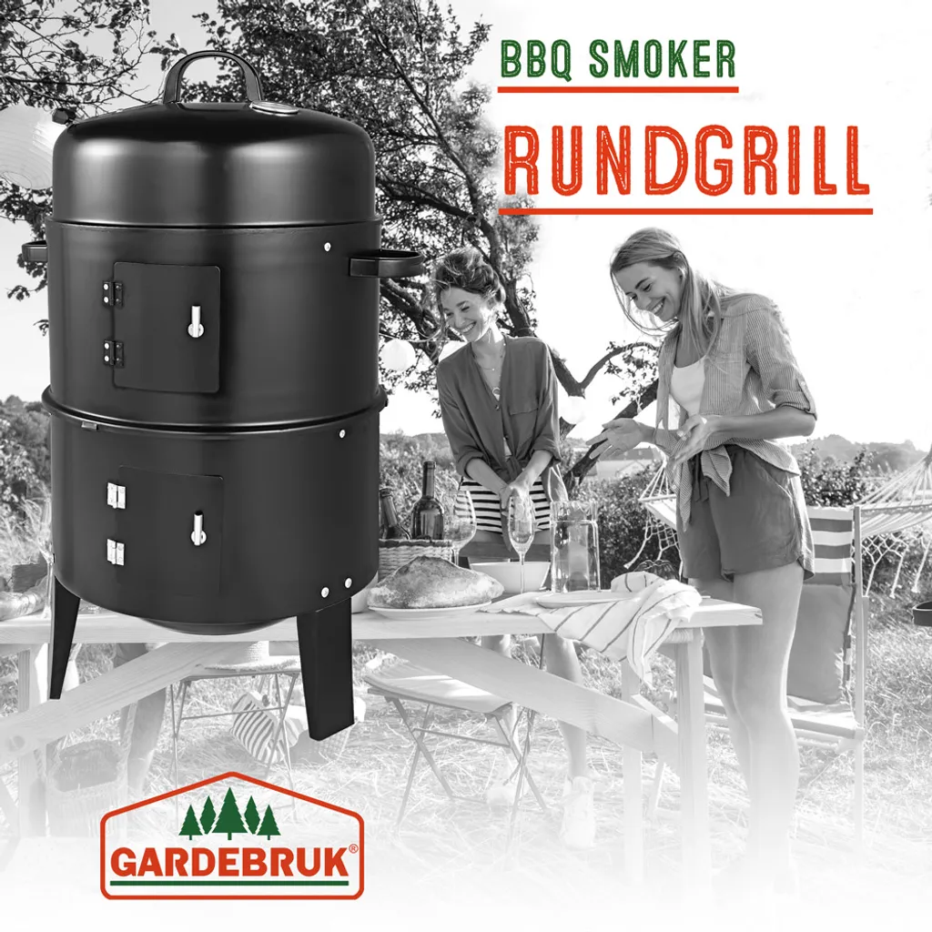 Deuba 3in1 Smoker Inkl. Thermometer Leichter Transport Räucherofen Holzkohlegrill BBQ Rundgrill Räuchertonne 10 Deuba 3in1 Smoker Inkl. Thermometer Leichter Transport Räucherofen Holzkohlegrill BBQ Rundgrill Räuchertonne – Bild 10