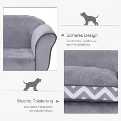 PawHut Hundesofa, Haustiersofa Mit Erhöhten Füßen, Hundecouch, Hundeliege Mit Kissen, Hundebett, Katzensofa, Waschbar, Samt, Grau, 73,5 X 41 X 33 Cm -Garten- & Gewächshäuser Geschäft 5b6207dddfe22250aa67cbe6ab30a0b8