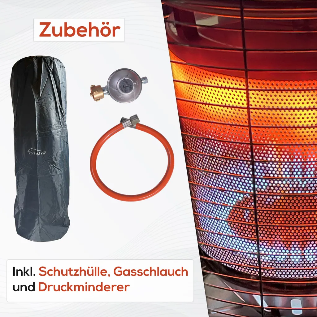 TroniTechnik® Heizstrahler Gas Heizpilz Heizgerät Terrassenheizer Terrassenheizstrahler 11 KW Gasheizstrahler Inkl. Schutzhülle Edelstahl 7 TroniTechnik® Heizstrahler Gas Heizpilz Heizgerät Terrassenheizer Terrassenheizstrahler 11 KW Gasheizstrahler Inkl. Schutzhülle Edelstahl – Bild 7