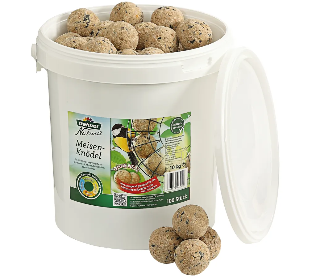 Dehner Natura Wildvogelfutter, Große Meisenknödel, Ohne Netz, 100 Stück Je 100 Gramm (10 Kg) 5 Dehner Natura Wildvogelfutter, Große Meisenknödel, Ohne Netz, 100 Stück Je 100 Gramm (10 Kg) – Bild 5