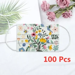Qiangzhipow 100 Stk Einwegmaske Für Kinder Atmungsaktiv Einweg Schutzmask Staubdichter Schutz Gesichtsmaske Blumen