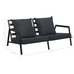 VidaXL 2-Sitzer-Gartensofa Mit Auflagen Dunkelgrau Aluminium -Garten- & Gewächshäuser Geschäft 5c03647c1b280268c73a45c504b3fbdd