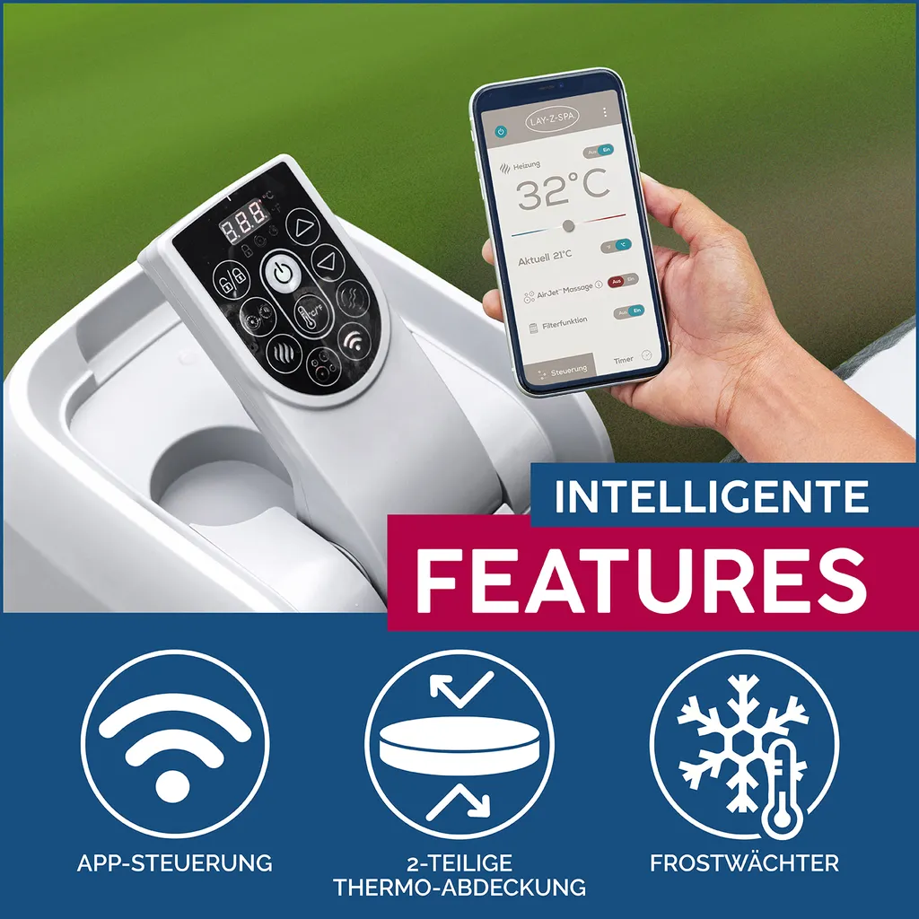 Bestway® LAY-Z-SPA® WLAN-Whirlpool San Francisco HydroJet Pro™ Ø 230 X 230 X 71 Cm, Eckig 29 Bestway® LAY-Z-SPA® WLAN-Whirlpool San Francisco HydroJet Pro™ Ø 230 X 230 X 71 Cm, Eckig – Bild 29