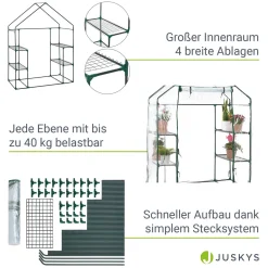 Juskys Foliengewächshaus 1 M² Aufrollbare Tür - Gewächshaus Für Tomaten - Stabiles Balkon Treibhaus Mit 4 Ebenen, Großem Eingang, PVC-Abdeckung -Garten- & Gewächshäuser Geschäft 5c0cecf473d579e2577a94f7cf535942