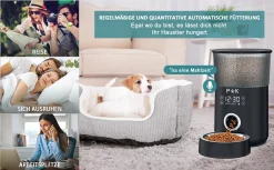 PUPPY KITTY 4L Touchscreen Automatischer Futterautomat Für Katze Und Hund, Timer Futterspender Mit 1-5 Mahlzeiten, Mit Benutzerdefinierter Abgabeton, Portionskontrolle, Edelstahlschale, Schwarz -Garten- & Gewächshäuser Geschäft 5c1679cd44e4d9109e6f83a0c656552e