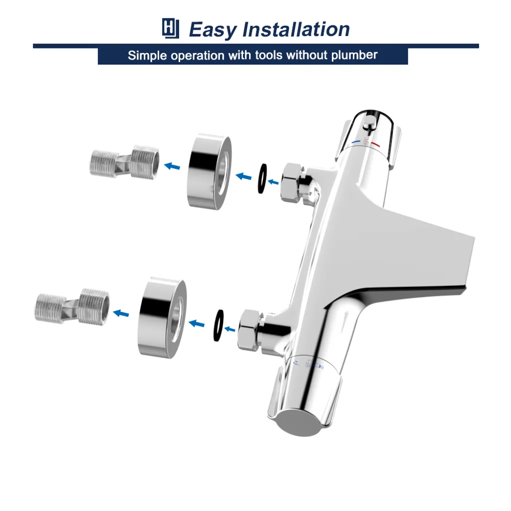 Aihom Thermostat Badewannenarmatur Wasserfall Wannenarmatur Mit Sicherheitsknopf 40℃, Wannenbatterie Mischbatterie Dusche Duscharmatur, Chrom 9 Aihom Thermostat Badewannenarmatur Wasserfall Wannenarmatur Mit Sicherheitsknopf 40℃, Wannenbatterie Mischbatterie Dusche Duscharmatur, Chrom – Bild 9