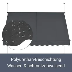 Juskys Klemmmarkise 250 X 120 Cm Mit Handkurbel - Markise Ohne Bohren - Höhenverstellbar, UV-beständig & Wasserabweisend - Balkonmarkise Balkon Grau -Garten- & Gewächshäuser Geschäft 5c8a6e4895fd92bb23c56bc1c3551143