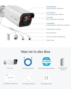 Reolink 4K Smarte PoE IP Kamera Outdoor Mit Personen-/Autoerkennung, 5X Optischer Zoom Überwachungskamera Aussen, Spotlight, Farbige Nachtsicht, Zwei-Wege-Audio, Micro SD-Kartensteckplatz, RLC-811A -Garten- & Gewächshäuser Geschäft 5c8cb7a666825d61531c747f3282c57e