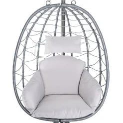 Juskys Hängesessel Aria Mit Kissen - Höhenverstellbar & Faltbar - Polyrattan Hängeschaukel Outdoor & Indoor - Korbhängesessel Silber Bis 130kg -Garten- & Gewächshäuser Geschäft 5cb0da1d7598ee2d6f7996eb9b572ace