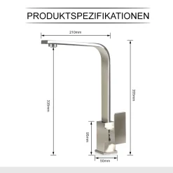 Tonerkingdom Wasserhahn Küchenarmatur 304 Edelstahl Quadratische Spüle Mischbatterie Küchenarmatur Mit Schwenkbarem Auslauf Deck Mount -Garten- & Gewächshäuser Geschäft 5cb62a9070f26fdac94d55ea9f73eb38