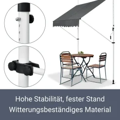 Juskys Klemmmarkise 250 X 120 Cm Mit Handkurbel - Markise Ohne Bohren - Höhenverstellbar, UV-beständig & Wasserabweisend - Balkonmarkise Balkon Grau -Garten- & Gewächshäuser Geschäft 5cf5e3b9c7ae60d2075c8759e54fd87f