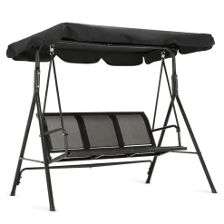 MCombo 3-Sitzer Hollywoodschaukel Gartenschaukel Gartenliege Schaukelbank 8007BK (Schwarz)