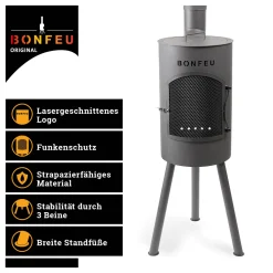 BonFeu - BonGiano SP (Ø 30 Cm) - Stahl - Gartenkamin - Terassenofen - Feuerstelle - 30 X 30 X 135 Cm - Schwarz -Garten- & Gewächshäuser Geschäft 5d43bc8b94527138f36420b9aaa157da