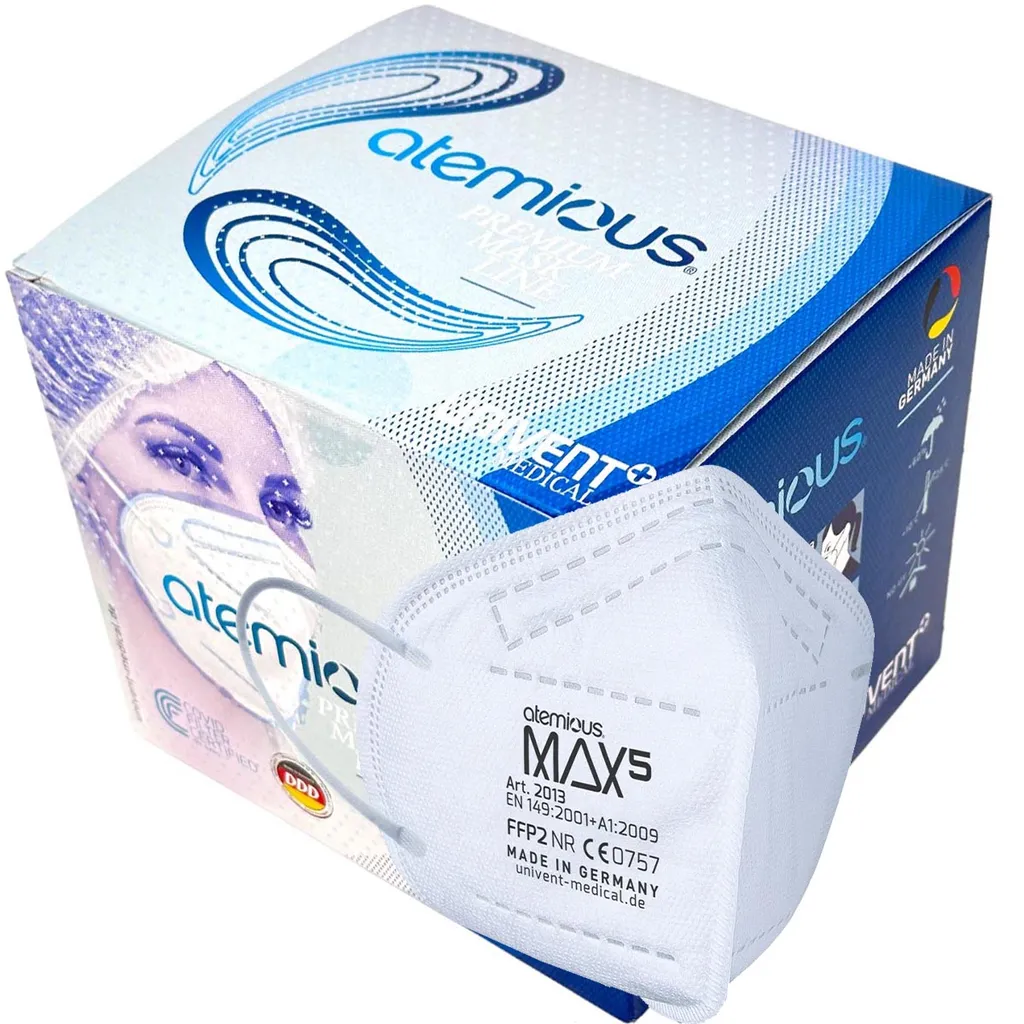 Univent Medical GmbH Atemious MAX5 Komfort Vlies FFP2 Atemschutzmaske Germany Mit Ift Rosenheim Zertifikat Lose Oder Einzeln Verpackt, Menge:30 Stck., Verpackung:lose Im Beutel 7 Univent Medical GmbH Atemious MAX5 Komfort Vlies FFP2 Atemschutzmaske Germany Mit Ift Rosenheim Zertifikat Lose Oder Einzeln Verpackt, Menge:30 Stck., Verpackung:lose Im Beutel – Bild 7