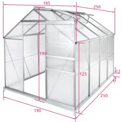 Tectake Gewächshaus Aus Aluminium Mit Fundament - 250 X 185 X 195 Cm -Garten- & Gewächshäuser Geschäft 5d5b05f7d5e9d80e634d4d80211734ee