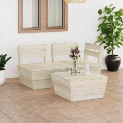 VidaXL 3-tlg. Garten-Paletten-Lounge-Set Imprägniertes Fichtenholz