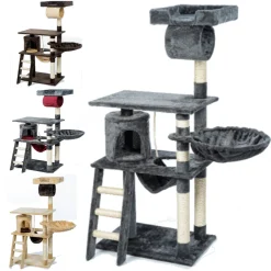 Xonic Kratzbaum Kletterbaum Katzenkratzbaum Katzen, Katzenbaum Katzenkorb Korb Baum (Grau)