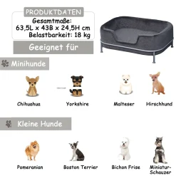 PawHut Hundesofa Mit Rückenlehne Haustiersofa Mit Metallbeinen Hundebett Weichem Bezug Katzensofa Metall Grau+Silber 63,5 X 43 X 24,5 Cm -Garten- & Gewächshäuser Geschäft 5d77904cffe27b0ff608341317ce1acf