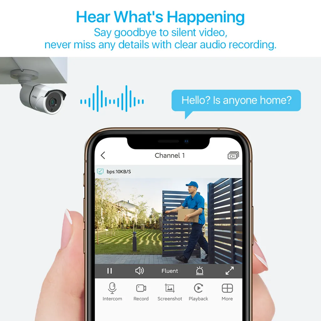 ZOSI 1080p Full HD Bullet Kamera Überwachungskamera, Outdoor Video Überwachungskamera Farb CCTV, 1-Wege Audio 30M IR Nachtsicht 4 ZOSI 1080p Full HD Bullet Kamera Überwachungskamera, Outdoor Video Überwachungskamera Farb CCTV, 1-Wege Audio 30M IR Nachtsicht – Bild 4